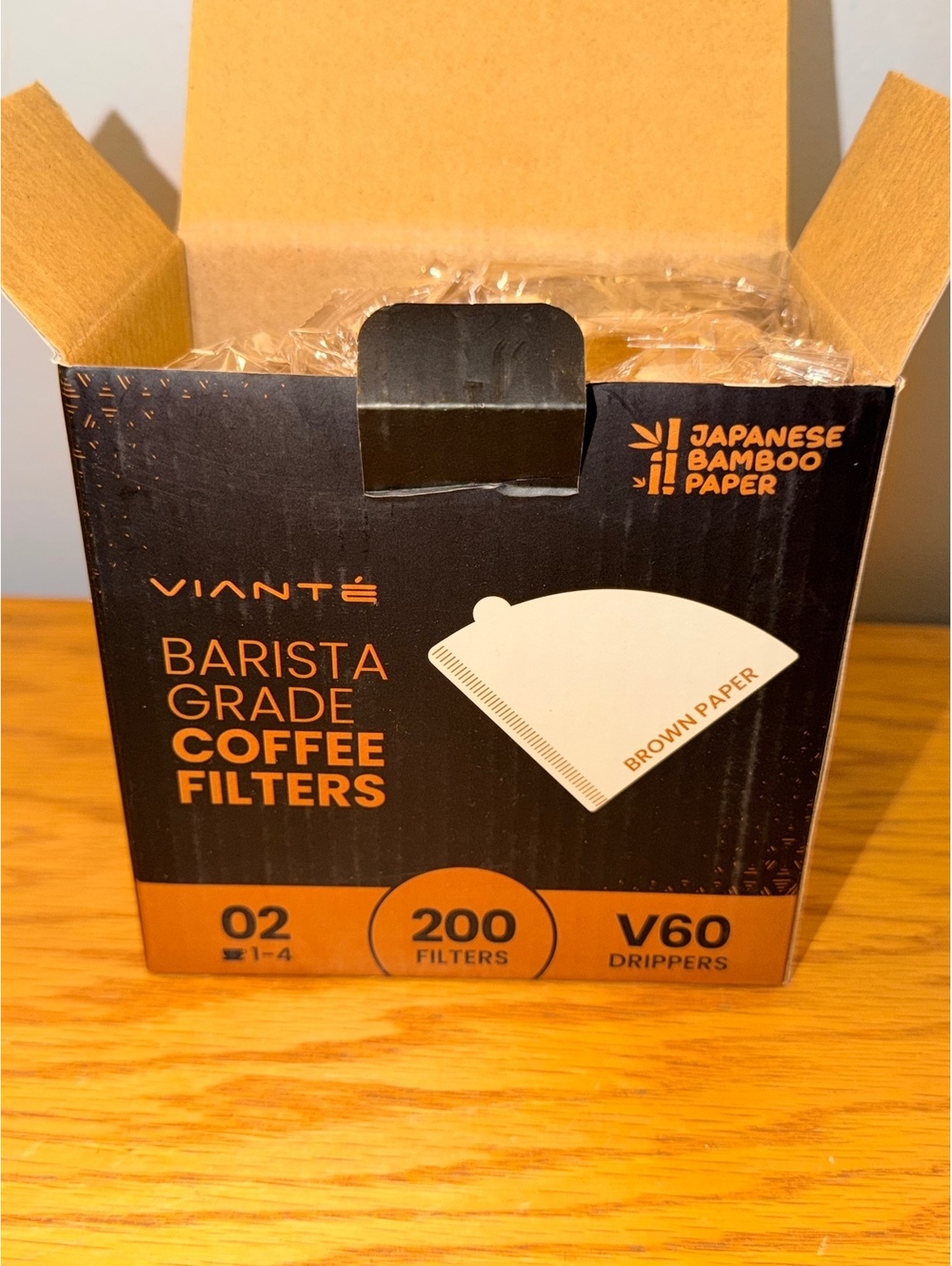 Vianté Barista Grade Coffee Filters V60 Drippers Brown Paper, 200 Count